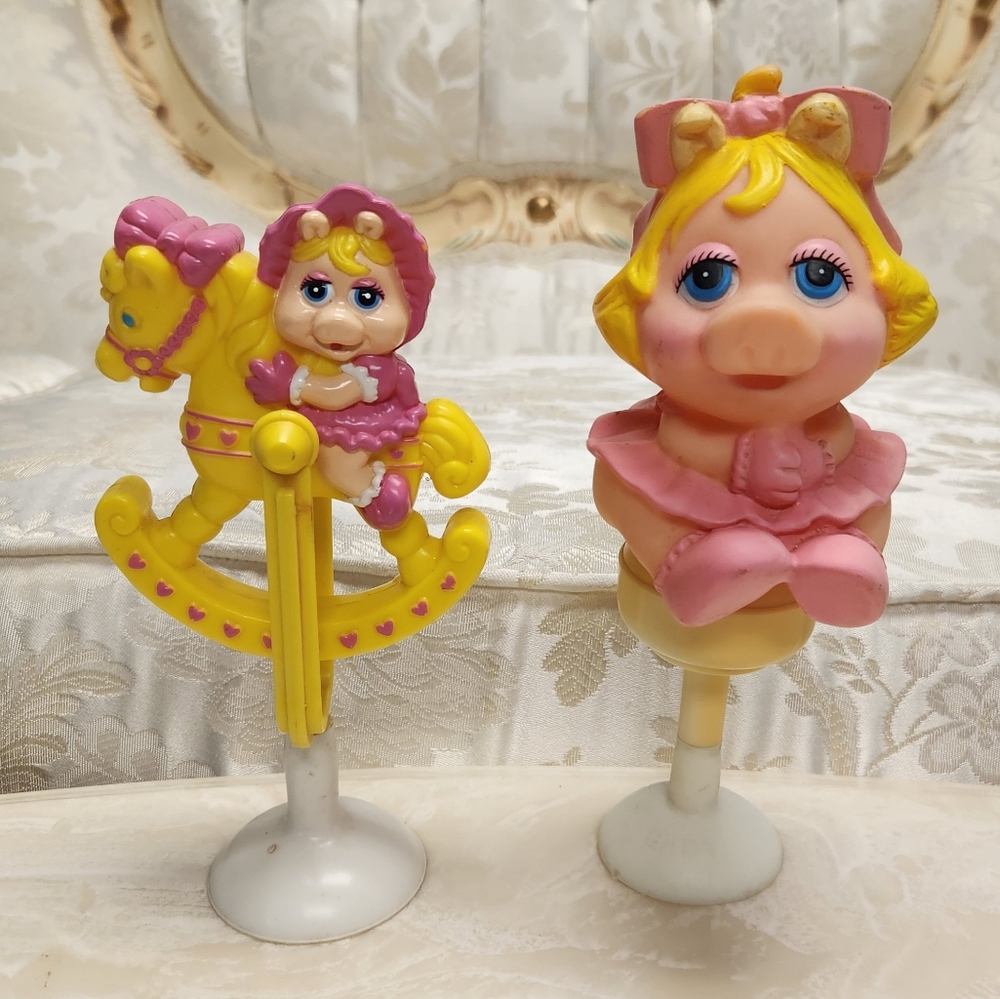 Muppet Babies Miss Piggy Baby Rattle Playskool Remco Suction 80s Vintage